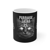 Purraise Satan - White Ceramic Coffee Mug - lefthandcraft